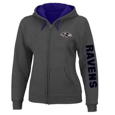 PROFILE Women's Heather Charcoal Baltimore Ravens Plus Size Fleece Full-Zip Hoodie Jacket