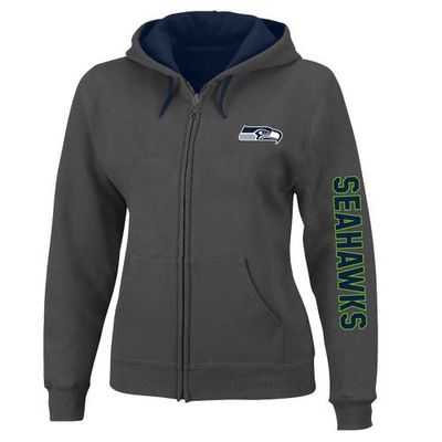 PROFILE Women's Heather Charcoal Seattle Seahawks Plus Size Fleece Full-Zip Hoodie Jacket