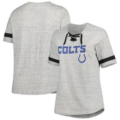 PROFILE Women's Heather Gray Indianapolis Colts Plus Size Lace-Up V-Neck T-Shirt