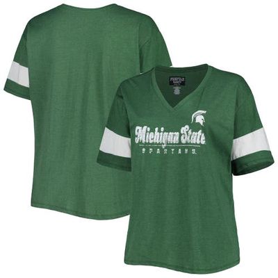 PROFILE Women's Heather Green Michigan State Spartans Plus Size Give it All V-Neck T-Shirt