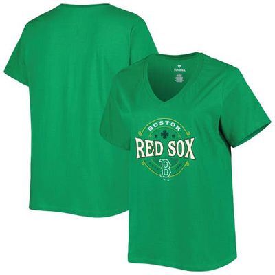 PROFILE Women's Kelly Green Boston Red Sox Plus Size Celtic V-Neck T-Shirt