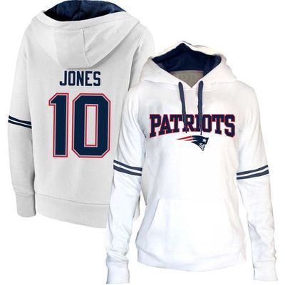 PROFILE Women's Mac Jones White New England Patriots Plus Size Name & Number Pullover Hoodie