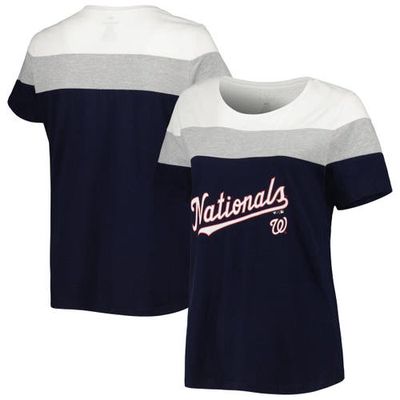 PROFILE Women's Navy/Heather Gray Washington Nationals Plus Size Colorblock T-Shirt