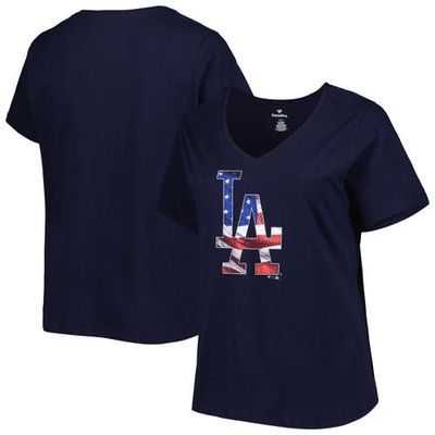 PROFILE Women's Navy Los Angeles Dodgers Plus Size Americana V-Neck T-Shirt