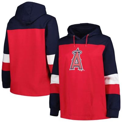 PROFILE Women's Red Los Angeles Angels Plus Size Colorblock Pullover Hoodie
