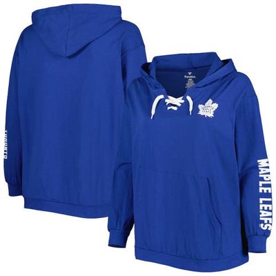 PROFILE Women's Royal Toronto Maple Leafs Plus Size Lace-Up Pullover Hoodie in Blue