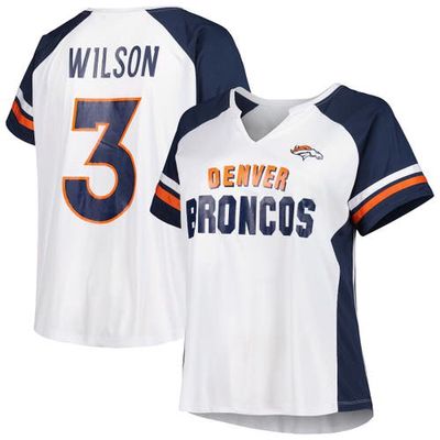 PROFILE Women's Russell Wilson White Denver Broncos Plus Size Notch Neck T-Shirt