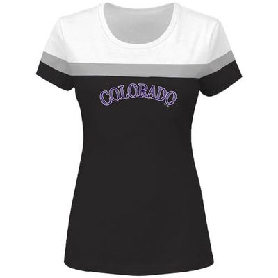 PROFILE Women's White/Black Colorado Rockies Plus Size Colorblock T-Shirt