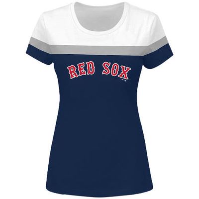 PROFILE Women's White/Navy Boston Red Sox Plus Size Colorblock T-Shirt