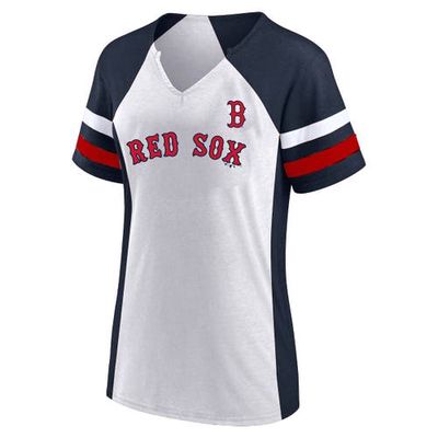 PROFILE Women's White/Navy Boston Red Sox Plus Size Notch Neck T-Shirt