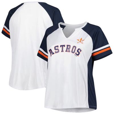 PROFILE Women's White/Navy Houston Astros Plus Size Notch Neck T-Shirt