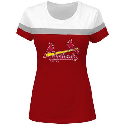 PROFILE Women's White/Red St. Louis Cardinals Plus Size Colorblock T-Shirt