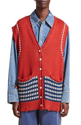 Profound Checkered Distressed Knit Cotton Vest