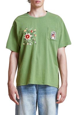Profound Flower Farm Embroidered T-Shirt in Forest