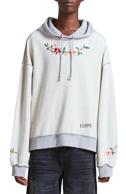 Profound Oversize Inside Out Floral Embroidered Hoodie in Gray