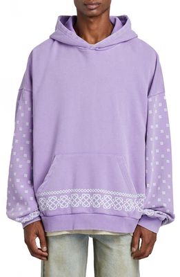 Profound Oversize Patterned Graphic Hoodie in Washed Purple