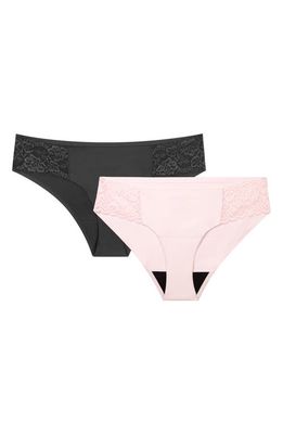 Proof 2-Pack Period & Leak Proof Lace Moderate Absorbency Cheeky Panties in Black/Blush
