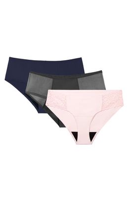Proof Assorted 3-Pack Period & Leak Proof Multi Absorbency Underwear in Black/Navy/Blush