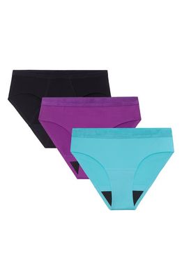 Proof Assorted 3-Pack Teen Period & Leak Proof Underwear in Aqua/Purple/Black