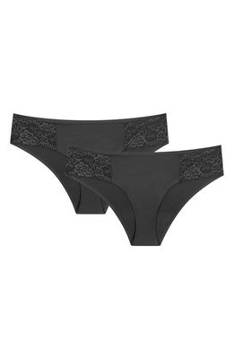 Proof® 2-Pack Period & Leak Proof Lace Moderate Absorbency Cheeky Panties in Black/Black