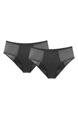 Proof® 2-Pack Period & Leakproof Heavy Absorbency Mesh Hipster Briefs in Black/Black 