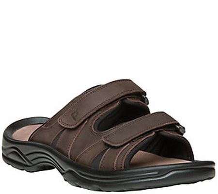 Propet Men's Adjustable Strap Leather Slide San dals - Vero