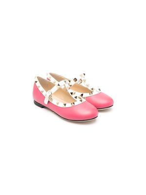 Prosperine Kids stud-detail leather ballerina shoes - Pink