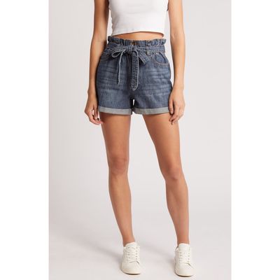 Prosperity Denim Paperbag Waist Denim Shorts in Blue 