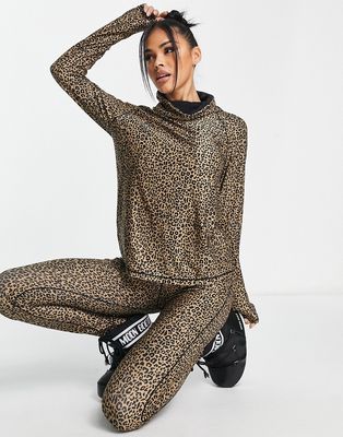 Protest Heather thermo leggings in brown leopard print