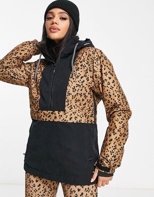 Protest Moorena anorak in leopard and black color block