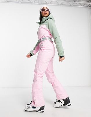 Protest Showy ski suit in pink and green color block-Multi