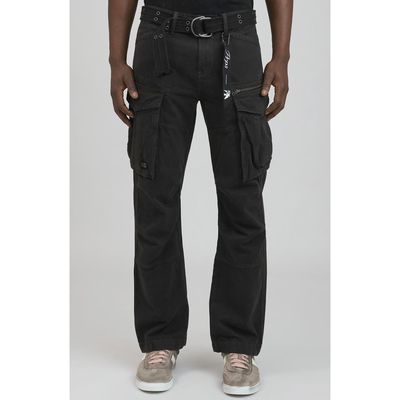 PRPS Backbone Belted Cargo Jeans in Black