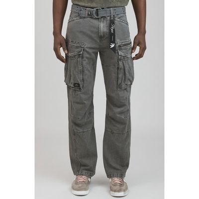 PRPS Backbone Belted Cargo Jeans in Gray 