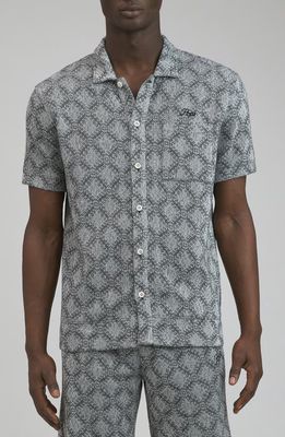 PRPS Beippu Jacquard Short Sleeve Button-Up Shirt in Grey