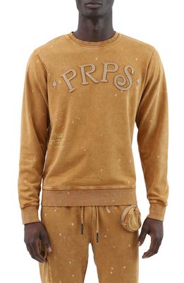 PRPS Bourn Appliqué Cotton Graphic Cargo Sweatshirt in Bison