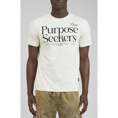 PRPS Cascade Flocked Graphic T-Shirt in Cream 