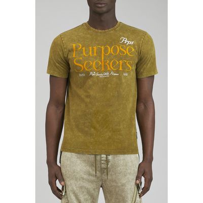 PRPS Cascade Flocked Graphic T-Shirt in Olive 