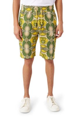 PRPS Coastal Floral French Terry Shorts in Green Oasis