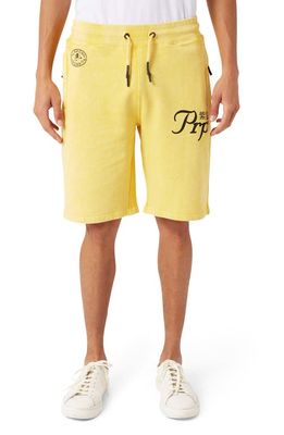 PRPS Coral French Terry Bermuda Shorts in Yellow