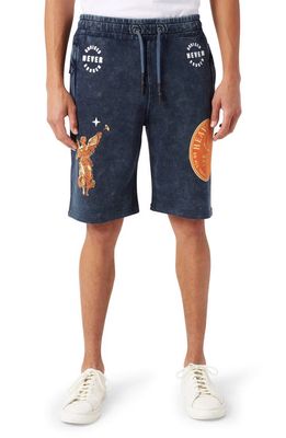 PRPS Firefly Cotton Drawstring Shorts in Navy