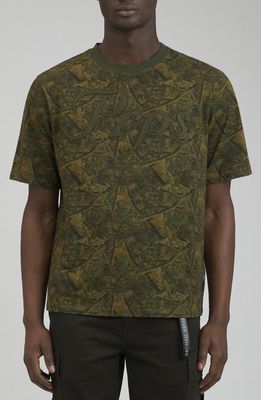 PRPS Grayson Appliqué Logo Cotton T-Shirt in Army Green 