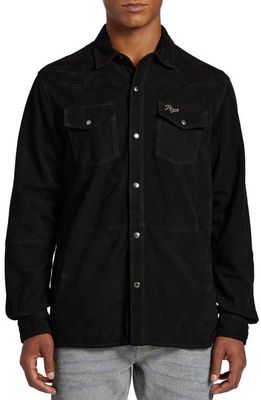 PRPS Rehab Suede Snap Front Shirt in Black 