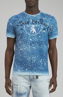 PRPS Saga Bleach Spatter Graphic T-Shirt in Blue Multi 