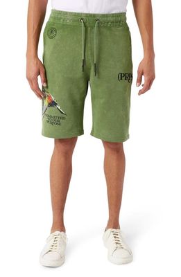 PRPS Species French Terry Bermuda Shorts in Lime Green