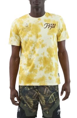 PRPS Striving Tie Dye Cotton Graphic Tee in Yellow/White