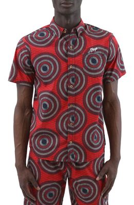 PRPS x SOUL Mellow Short Sleeve Button-Up Shirt in Red Multi