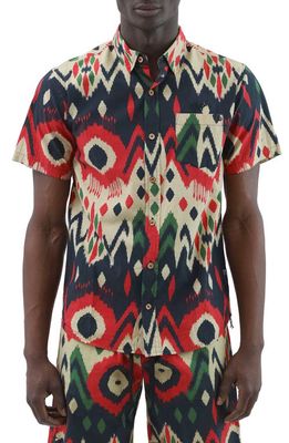 PRPS x SOUL Specter Short Sleeve Button-Up Shirt in Black/Red