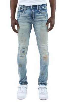 PRPS Zoom Skinny Fit Stretch Rip & Repair Jeans in Light Indigo