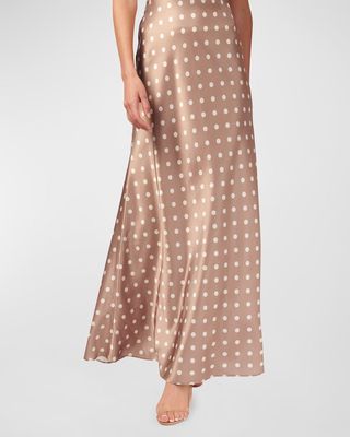 Prue Woven Polka-Dot Maxi Skirt