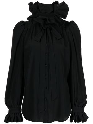 Prune Goldschmidt ruffled-edge high-neck blouse - Black
